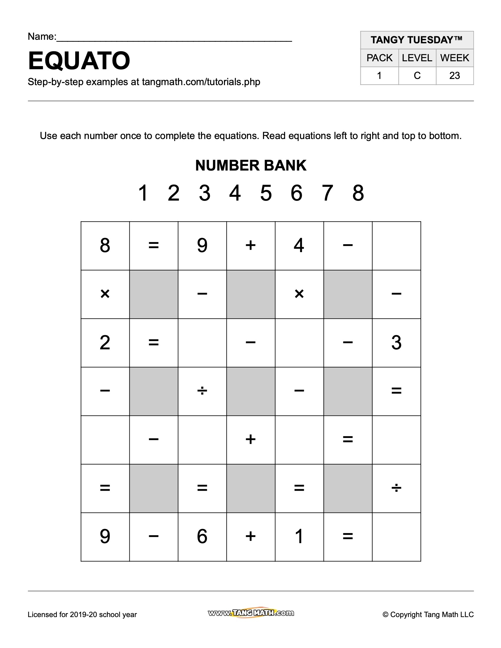 Tang Math Puzzle Packs