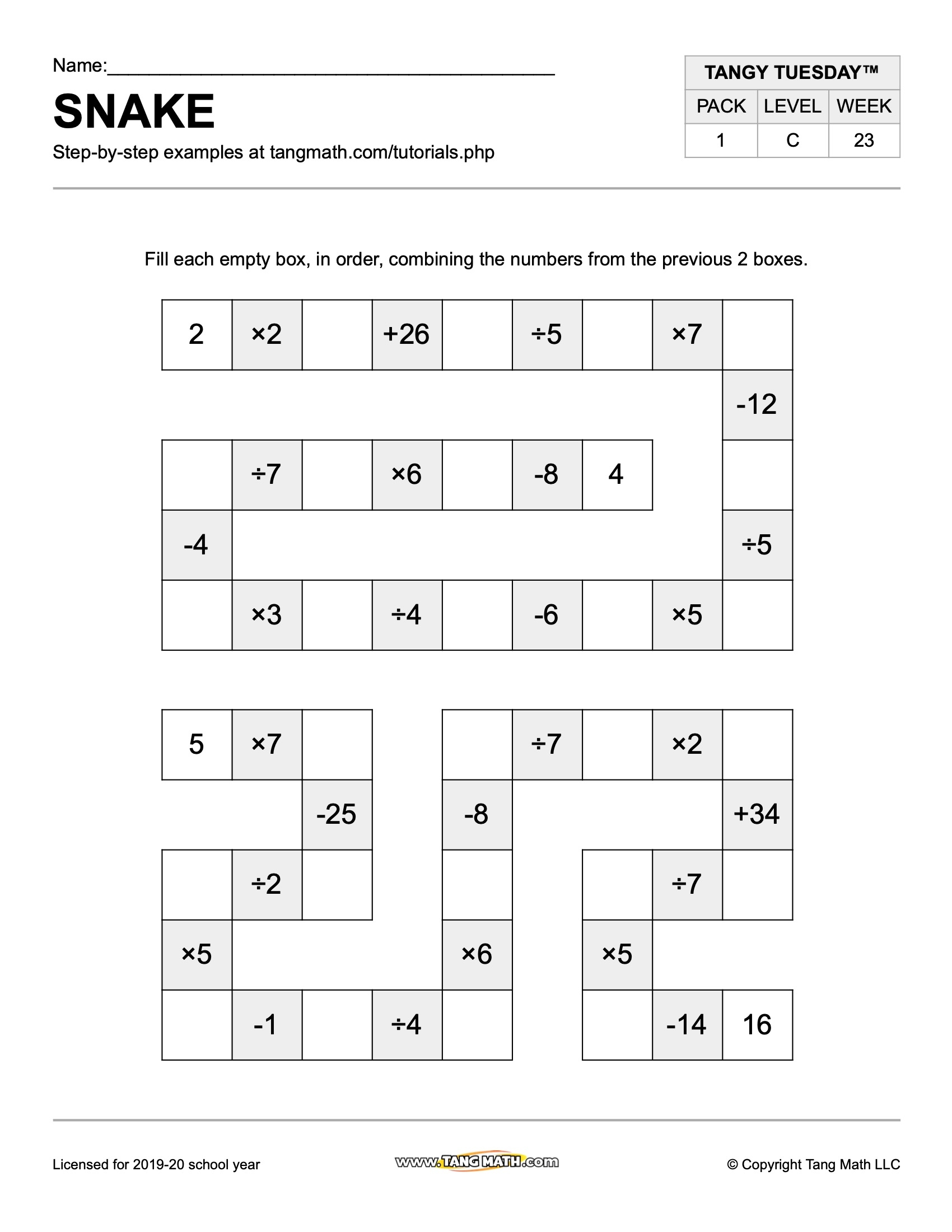 Tang Math Puzzle Packs