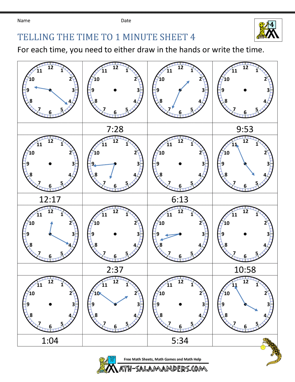 Telling Time Worksheets Grade 4 To The Nearest Minute Telling Time Worksheets Grade 4 To The Nearest Minute