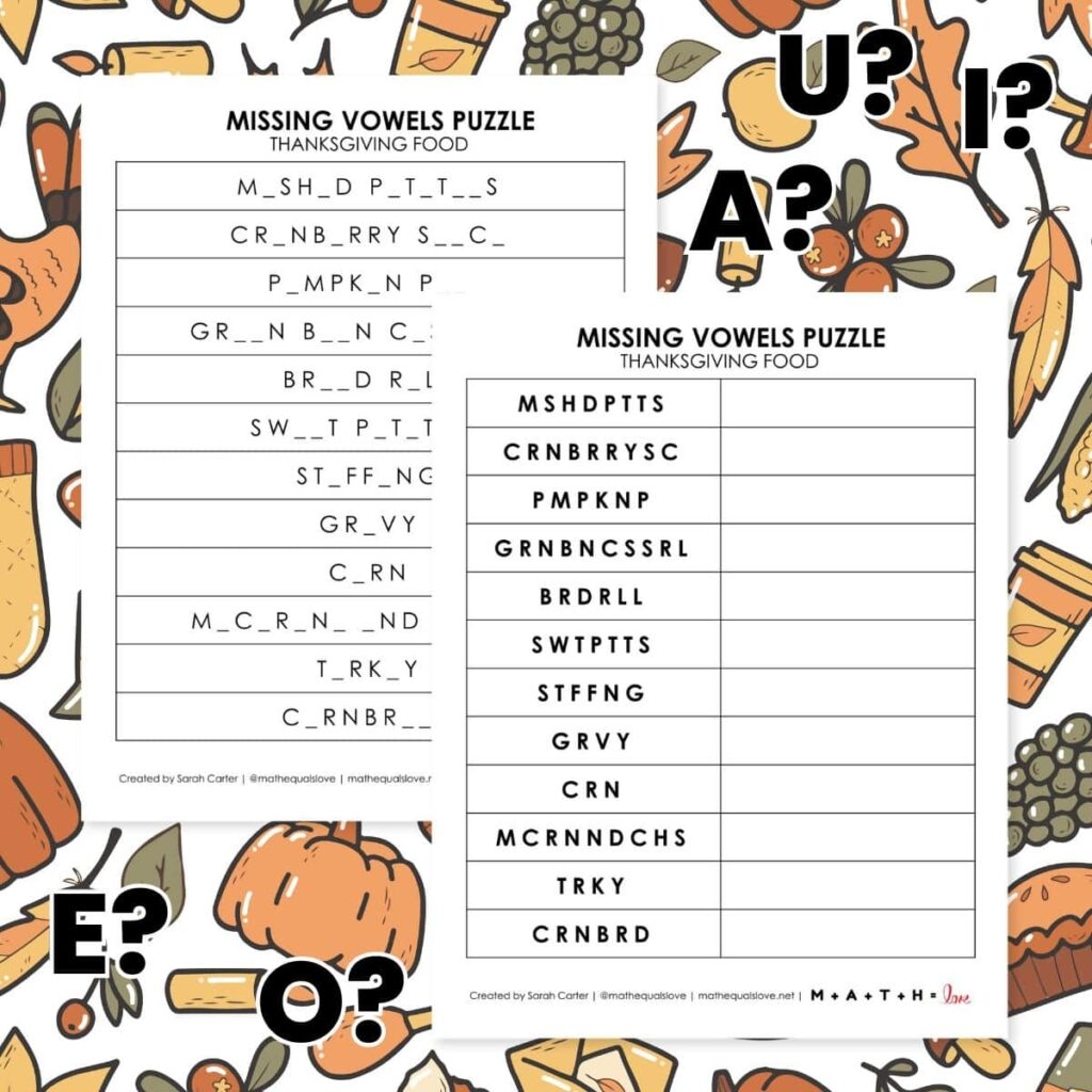 Thanksgiving Math Activities For Middle Or High School