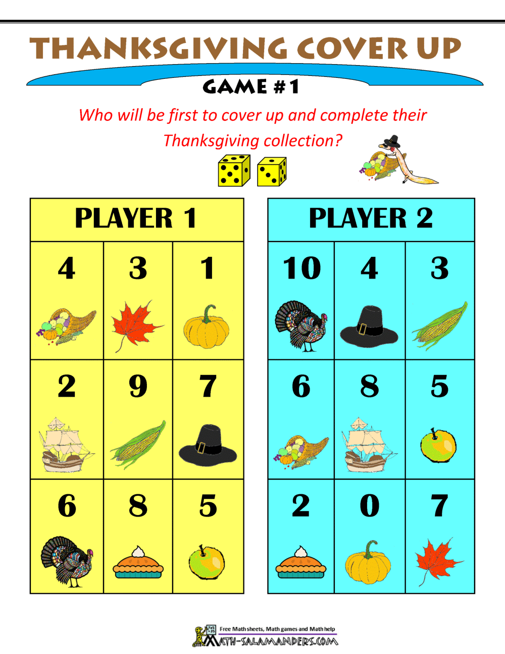 Thanksgiving Math Games Thanksgiving Math Games