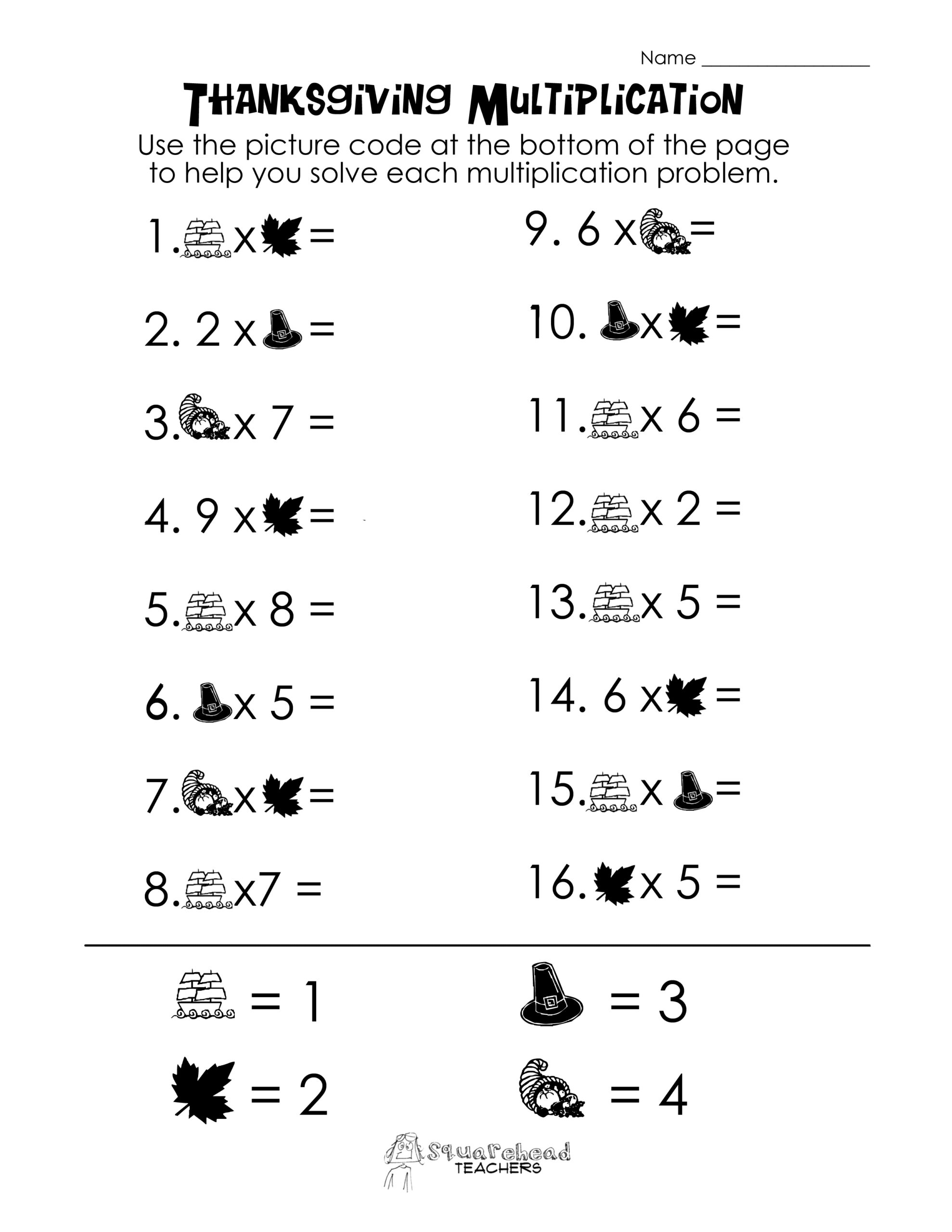 Thanksgiving Color By Number Pages K12 Math Worksheets