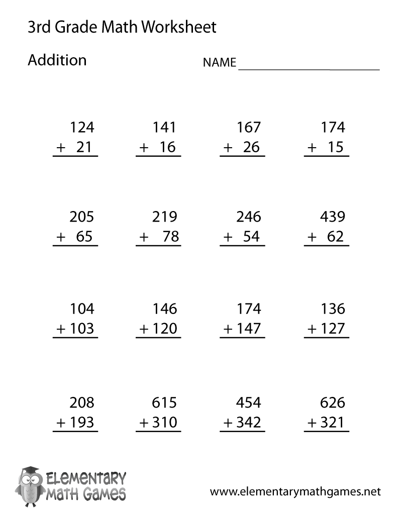 Third Grade Addition Worksheet FREE Printable 3rd Grade Math Minutes Worksheets Pdf