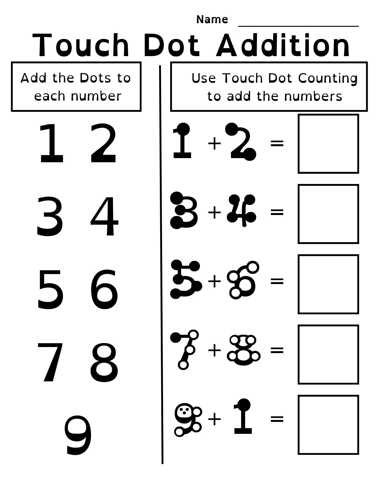 Touch Dot Math And Addition Etsy Touch Dot Math And Addition Etsy
