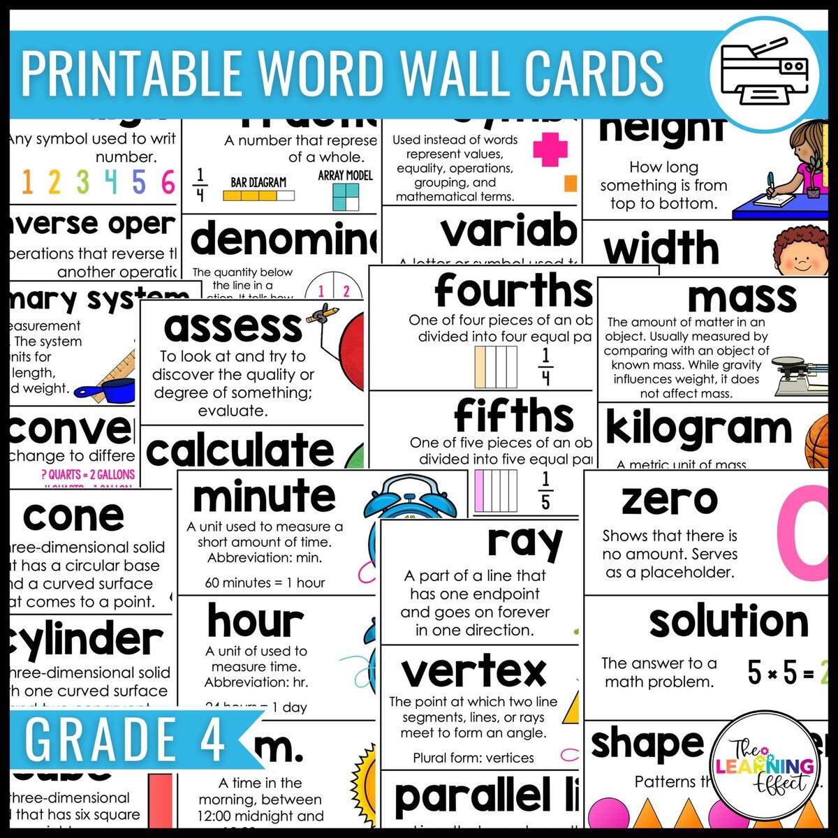 Upper Elementary Math Word Walls BUNDLE Printable Vocabulary Cards Digital Upper Elementary Math Word Walls BUNDLE Printable Vocabulary Cards Digital