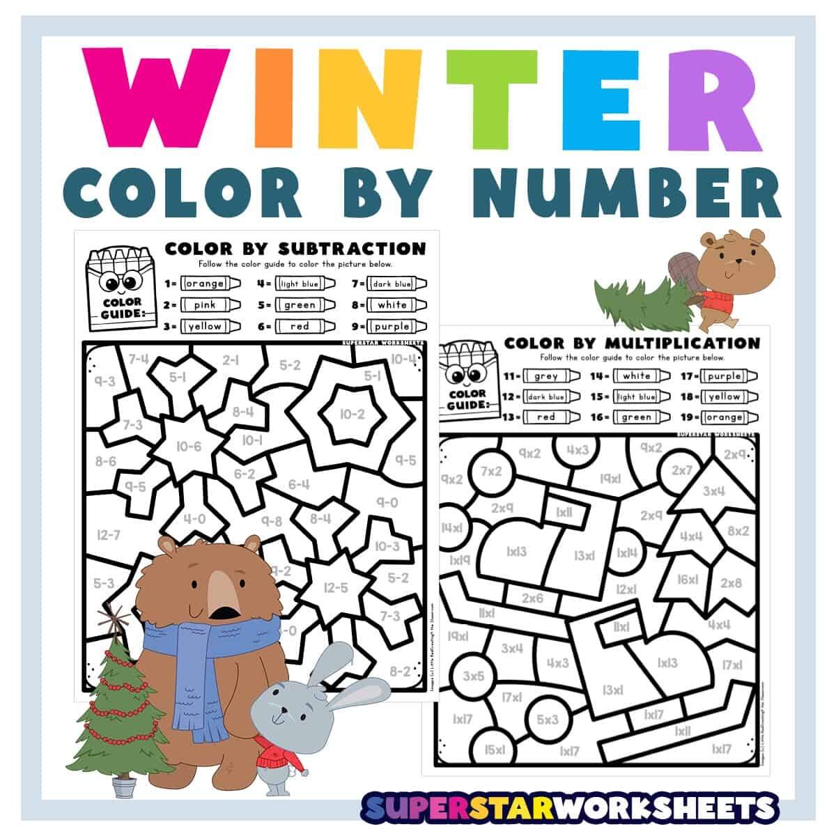 Winter Color By Number Superstar Worksheets Winter Color By Number Superstar Worksheets