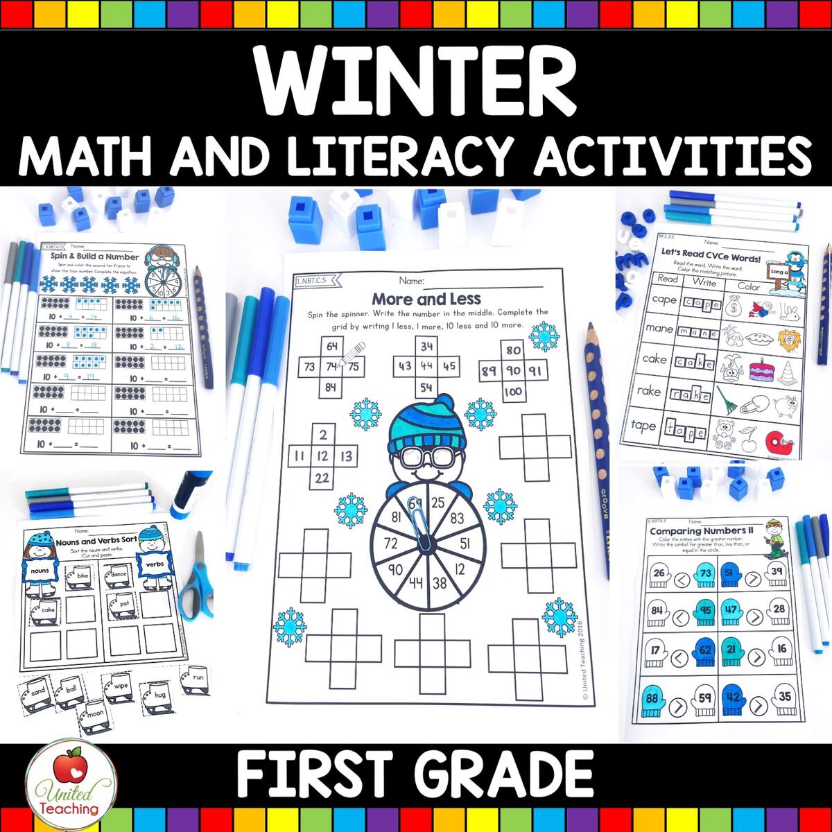 Winter Math And Literacy 1st Grade No Prep Activities Penguin Math And Literacy Printables For January