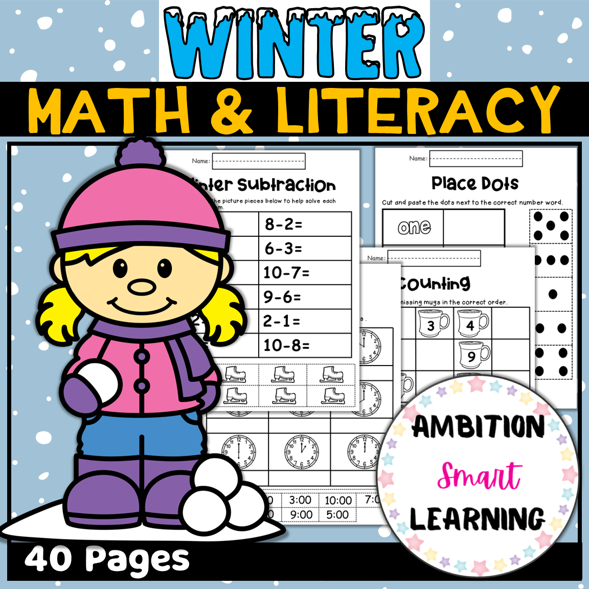 Winter Math Literacy Worksheets No Prep Made By Teachers Winter Math Literacy Worksheets No Prep Made By Teachers