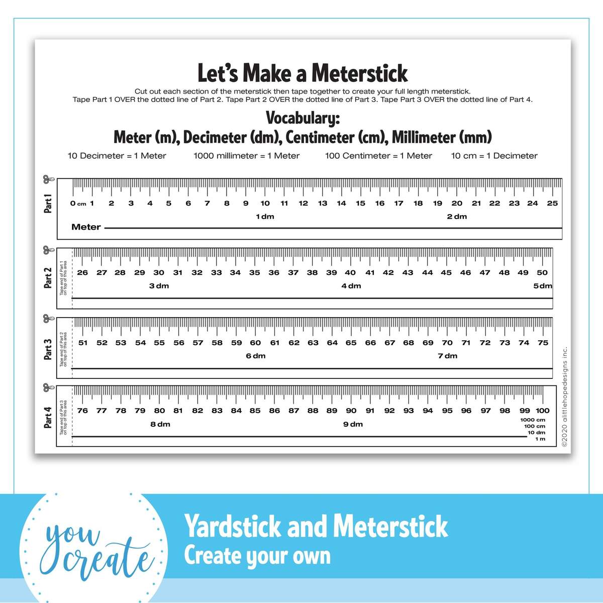 Yardstick And Meterstick Template Printable Create Your Own Meter Stick